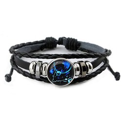 BS261-09 Светящийся кожаный браслет Знаки Зодиака - Рыбы