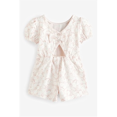 Baker by Ted Baker Pink Broderie Playsuit