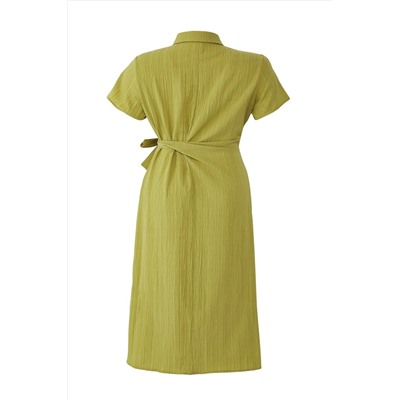 Khaki Gofre Midi Woven Pront Press Press Tbbss25ah00034