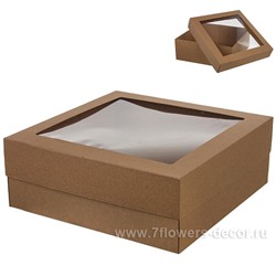 Коробка подарочная с окном (крафт), 40х40хН15 см