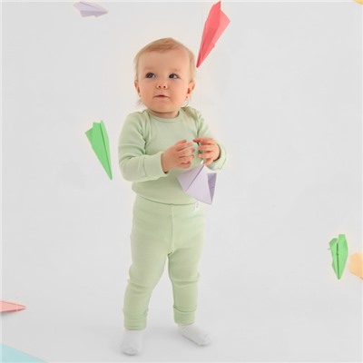 Комплект боди детских MINAKU: Basic Line BABY, цвет шалфей/бежевый, рост 68-74