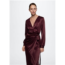 Vestido cruzado lazo -  Mujer | MANGO OUTLET España