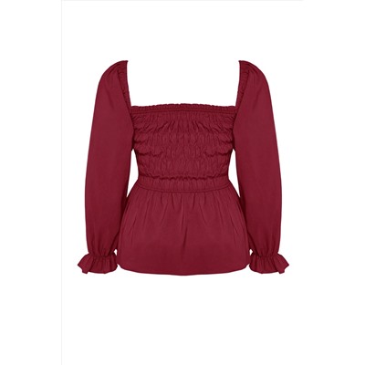 Bordeaux Giped Woven Blare Size Blouse TBBSS23AF00035