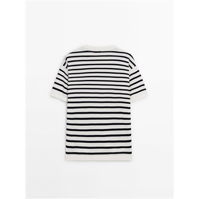 Camiseta punto rayas manga corta