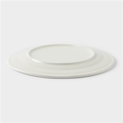 Тарелка Доляна White Label, d=20 см, утолщённый край, фарфор, белая