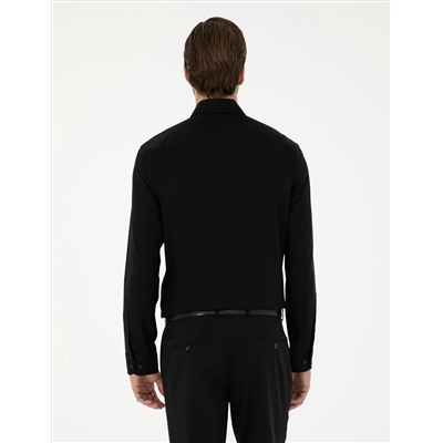 Black Slim Fit рубашка с длинным рукавом