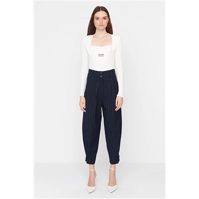 X Sagaza Studio Studio Navy Blue Littered PaCa Подробные брюки для покрытия tpraw23pl00039