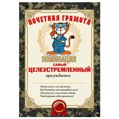 Почетная грамота "Самый целеустремленный"