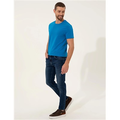 Blue Slim Fit Bicycle Yaka Basic T -For