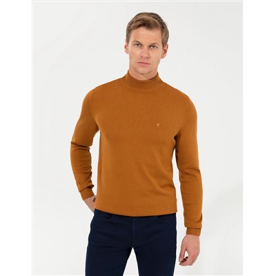 Brown Slim Fit Half Fisherman воротник базовый трикотажный свитер