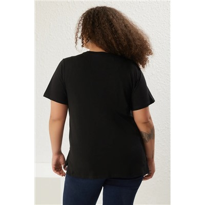 Футболка Black Collar Fit 100 %хлопковая вязание футболка большого размера TBBSS25BF00021