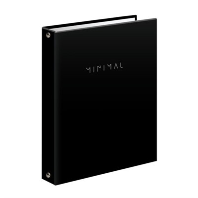 Тетрадь на кольцах А5 175х215 мм, 120 л., твердый картон, клетка, BRAUBERG "Minimal black", 404713