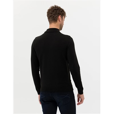 Black Slim Fit Half Fisherman воротник базовый вязаный свитер