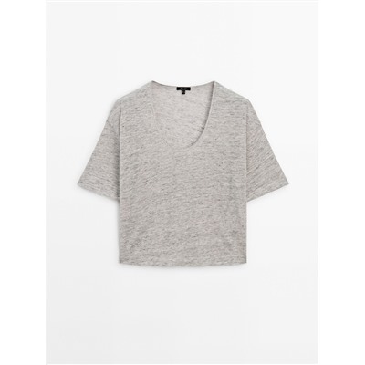 Short sleeve T-shirt 100% linen melange