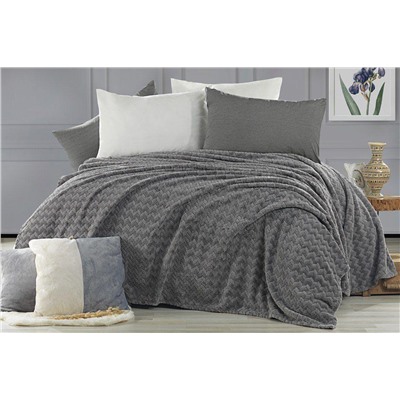 Плед KARVEN Super Soft BENZIA 200*220 п/э евро Р 944 т.серый (Акция).