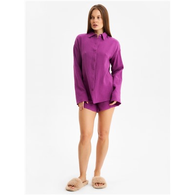 Комплект домашний женский (рубашка, шорты) KAFTAN Basic размер 52-54, сиреневый