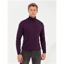 Purple Slim Fit Fisherman воротник базовый трикотажный свитер