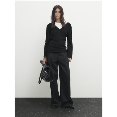 Pantalón negro full length pinzas