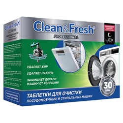 Таблетки для очистки стиральных и посудомоечных машин 30 шт., CLEAN&FRESH, Cd1m30