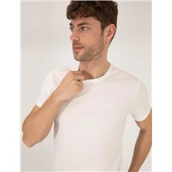 Ekru Slim Fit Textulled Bike Thrist T -For