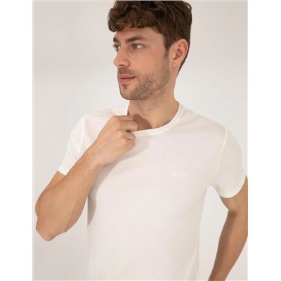 Ekru Slim Fit Textulled Bike Thrist T -For