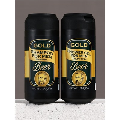 Подарочный набор Gold Beer, гель для душа и шампунь для волос, 2×400 мл, HARD LINE