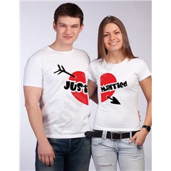 Футболки свадебные "Just married" половинки сердца