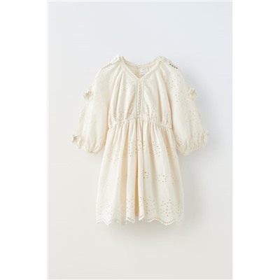 EMBROIDERED SCHIFFLI DRESS