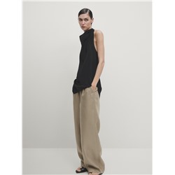 Pantalón lino wide leg