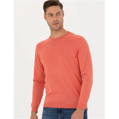 Лосось Slim Fit Bicycle Neck Sheam Смешанный базовый вязаный свитер