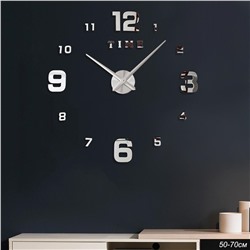 Часы аппликация 3D 50-70 см / ZH00520S/3 /уп 72/ серебро