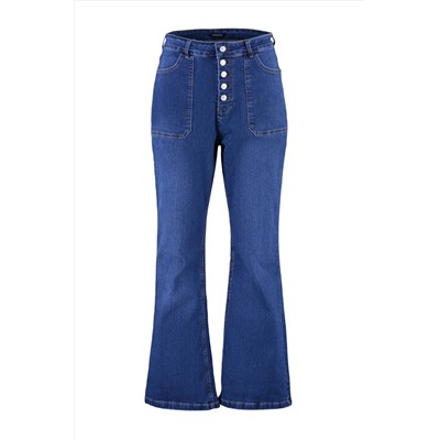 Темно -синяя высокая талия комфорт испанский пахта Flare Flare Fit Jean TBBAW23CJ00033