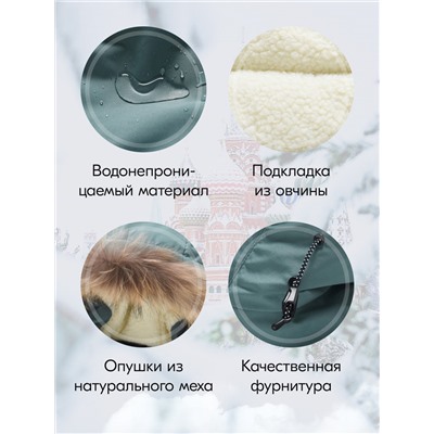 Куртка парка зимняя детская подростковая для мальчика с капюшоном и мехом цвета хаки 9443Kh