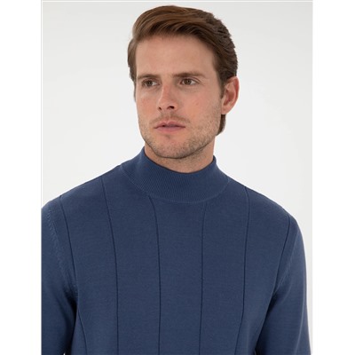 Индиго Слим Fit Half Fisherman воротник