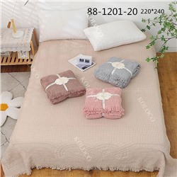 Вафельные покрывало с бахромой.  Размер 210*230см