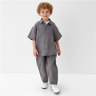 Рубашка для мальчика KAFTAN Linen, р. 34 (122-128), серый