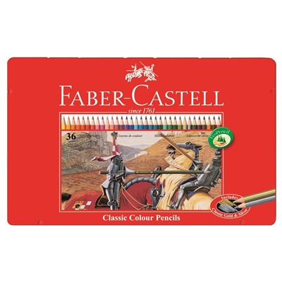Набор цветных карандашей Faber-Castell "Рыцарь", 36цв в металлическом пенале