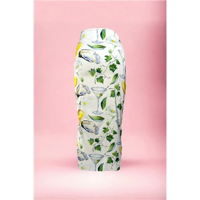 Белое длинное атласное женское пляжное платье Margarita Glass Lemon с деталями парео, новый сезон