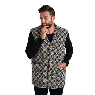 ЖИЛЕТ MEN VEST WOOL  цвет Клетка серая
