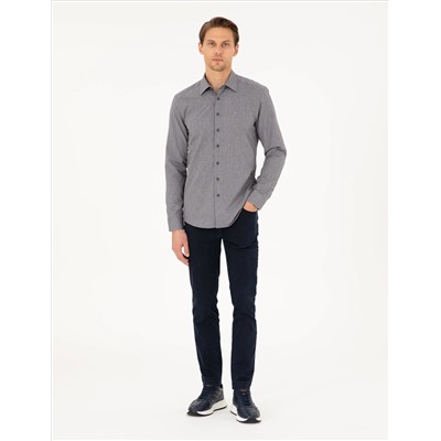 Антрацит Slim Fit рубашка с длинным рукавом