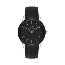 Reloj de cuarzo de caucho Motion - Negro y plateado