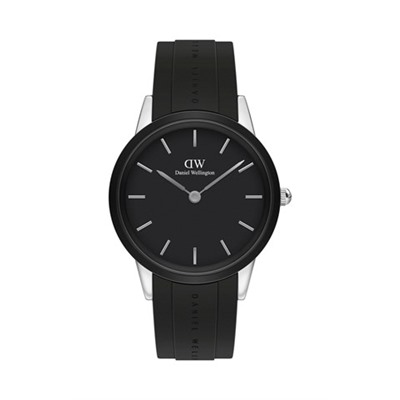Reloj de cuarzo de caucho Motion - Negro y plateado