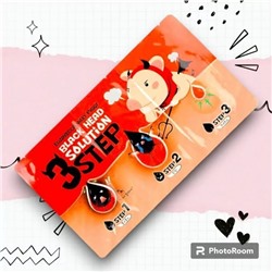 Elizavecca Набор/Патчи для удаления черных точек Black Head Solution 3 Step Nose Strip, 1шт