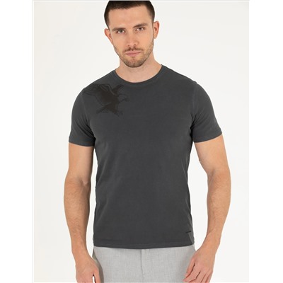 Black Slim Fit Kartal Printed Bike Bike T -For