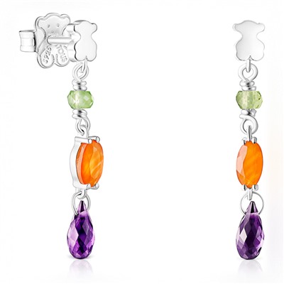 Pendientes largos Sea Vibes - plata 925/1000 - amatista