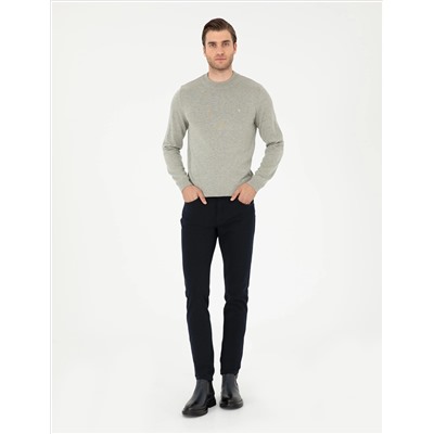 Светло -серый melanj Slim Fit Half Fisherman воротник основной трикотаж казах