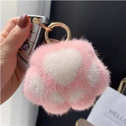 Брелок меховой Кошачья лапка L-1 PINK