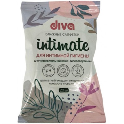 Салфетки влажные для интимной гигиены Diva для чувствительной кожи, 20 шт