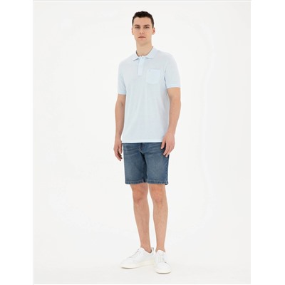 Blue Slim Fit Jean Shorts