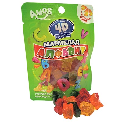 Мармелад жевательный AMOS "Алфавит 4D", 48г